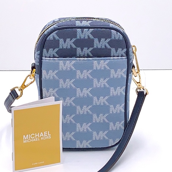 MICHAEL KORS SLOAN EDITOR SMALL NS  TOP ZIP FLAP PACKET PHONE XBODY NAVY MULTI - Picture 4 of 16